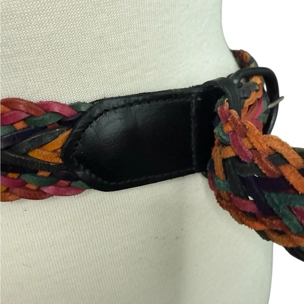 Vintage OMEGA Multicolor Braided Leather Women's Belt